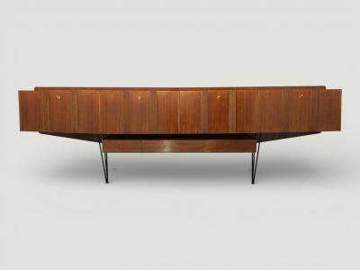 Italian Mid Century Long Suspended Sideboard in Walnut 1950s