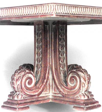 Italian Mid Century Mirrored Chinoiserie and Carved Wood Coffee Table