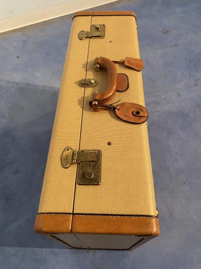 Italian Mid Century Moder Cream Color Luggage or Suitcase 1960