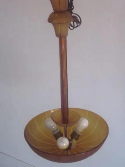 Italian Mid Century Modern Amber Murano Venetian Glass Chandelier or Pendant