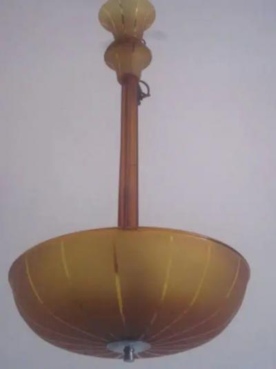 Italian Mid Century Modern Amber Murano Venetian Glass Chandelier or Pendant