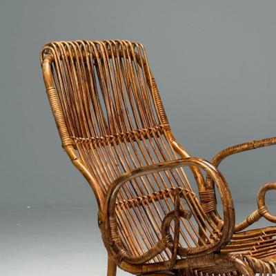 Italian Mid Century Modern Armchair Rattan Cane Bamboo Italy 1960s