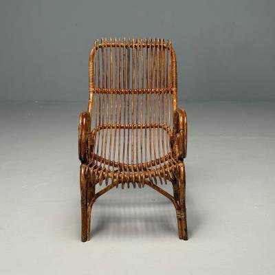 Italian Mid Century Modern Armchair Rattan Cane Bamboo Italy 1960s