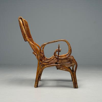 Italian Mid Century Modern Armchair Rattan Cane Bamboo Italy 1960s