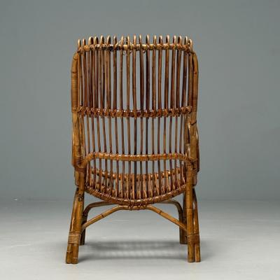 Italian Mid Century Modern Armchair Rattan Cane Bamboo Italy 1960s