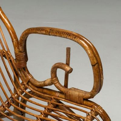 Italian Mid Century Modern Armchair Rattan Cane Bamboo Italy 1960s