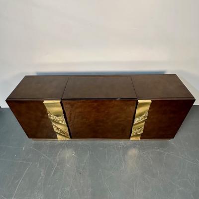 Italian Mid Century Modern Bar Entertainment Cabinet Aldo Tura Style Lacquer