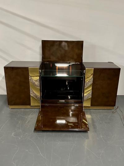 Italian Mid Century Modern Bar Entertainment Cabinet Aldo Tura Style Lacquer