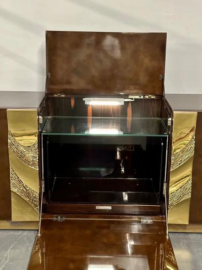 Italian Mid Century Modern Bar Entertainment Cabinet Aldo Tura Style Lacquer