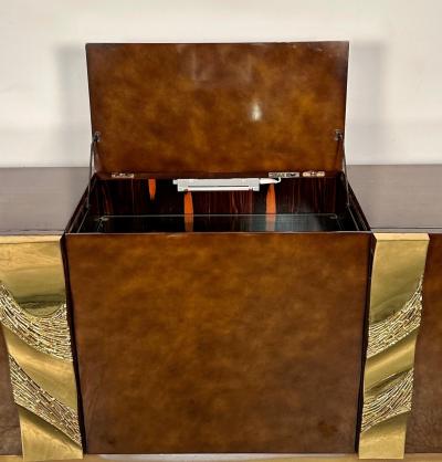 Italian Mid Century Modern Bar Entertainment Cabinet Aldo Tura Style Lacquer