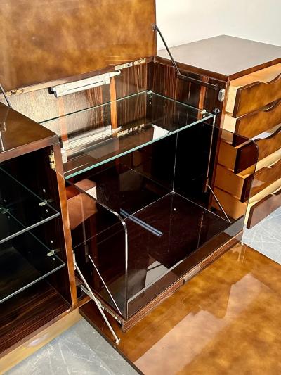 Italian Mid Century Modern Bar Entertainment Cabinet Aldo Tura Style Lacquer
