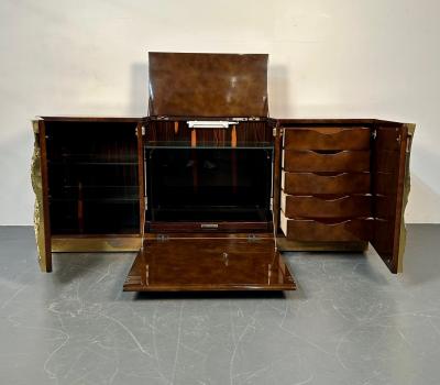 Italian Mid Century Modern Bar Entertainment Cabinet Aldo Tura Style Lacquer