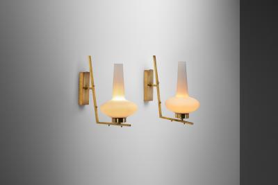 Italian Mid Century Modern Brass Wall Lamps Italy 1950s
