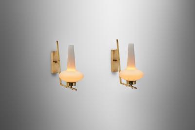 Italian Mid Century Modern Brass Wall Lamps Italy 1950s