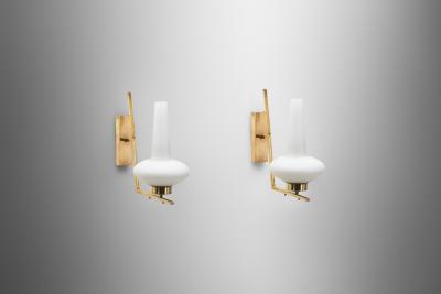 Italian Mid Century Modern Brass Wall Lamps Italy 1950s