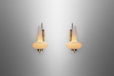 Italian Mid Century Modern Brass Wall Lamps Italy 1950s