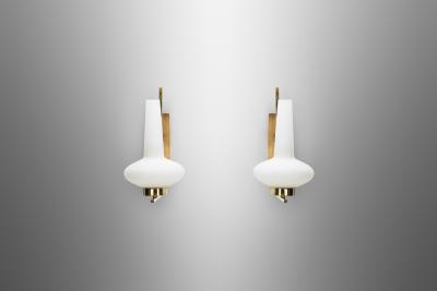 Italian Mid Century Modern Brass Wall Lamps Italy 1950s