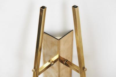 Italian Mid Century Modern Brass and Glass Wall Lamps Italy 1950s