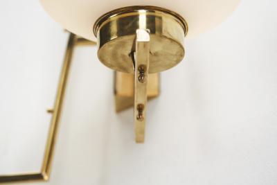Italian Mid Century Modern Brass and Glass Wall Lamps Italy 1950s