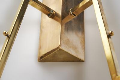 Italian Mid Century Modern Brass and Glass Wall Lamps Italy 1950s