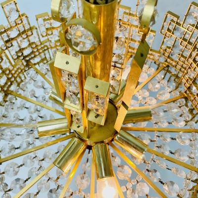 Italian Mid Century Modern Chandelier Pendant Brass City by Gaetano Sciolari