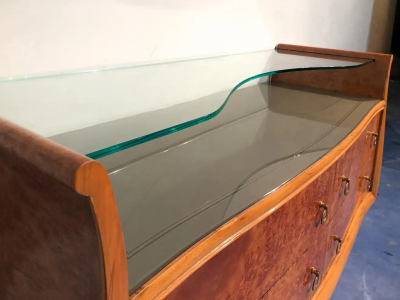 Italian Mid Century Modern Chest of Drawers in Birch Briar Root 1950s