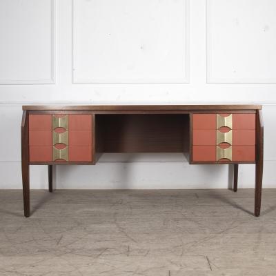 Italian Mid Century Modern Desk with Brass Handles