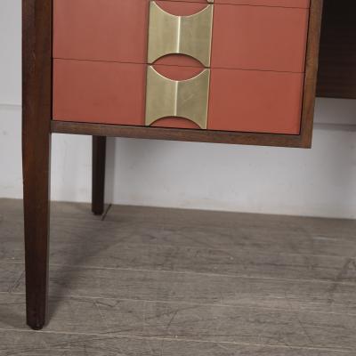 Italian Mid Century Modern Desk with Brass Handles