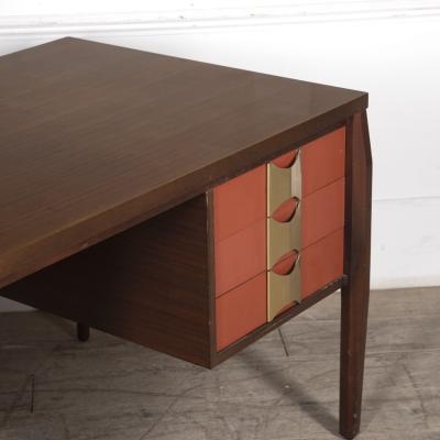 Italian Mid Century Modern Desk with Brass Handles