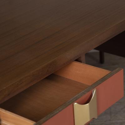 Italian Mid Century Modern Desk with Brass Handles