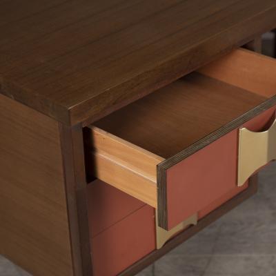 Italian Mid Century Modern Desk with Brass Handles