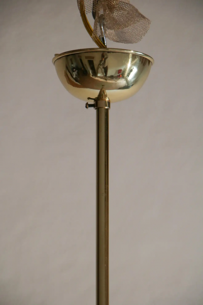 Italian Mid Century Modern Double Disc Decorated Glass Pendant Lamp 1950s