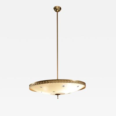 Italian Mid Century Modern Glass Disk Chandelier 1950s