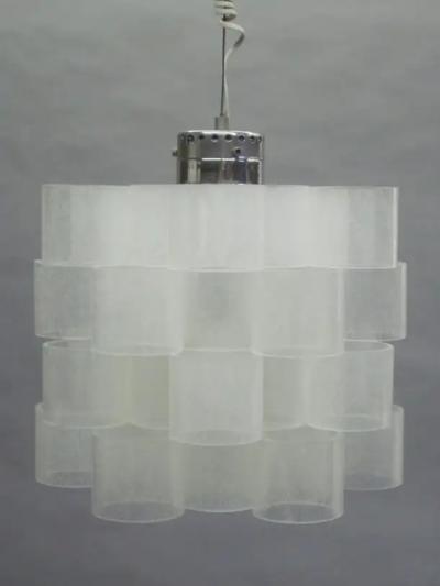 Italian Mid Century Modern Lucite Pendant Suspension Fixture