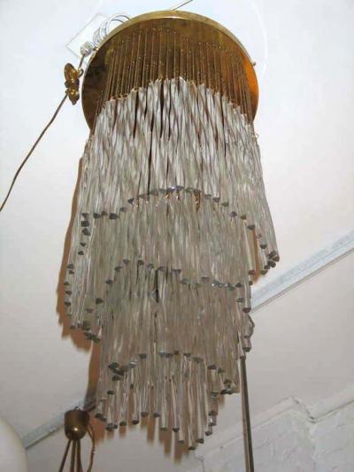 Italian Mid Century Modern Murano Glass Waterfall Chandelier Attr to Venini