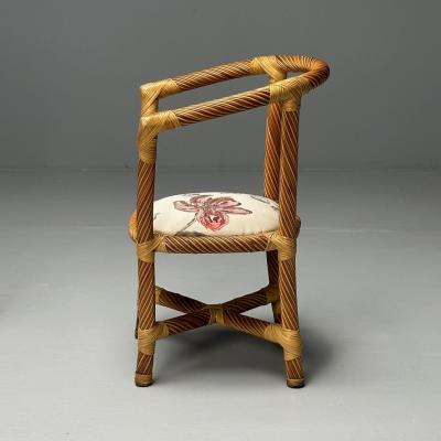 Italian Mid Century Modern Occasional Chairs Wicker Cane Bamboo 1980s