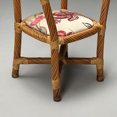 Italian Mid Century Modern Occasional Chairs Wicker Cane Bamboo 1980s