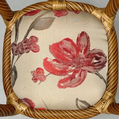 Italian Mid Century Modern Occasional Chairs Wicker Cane Bamboo 1980s