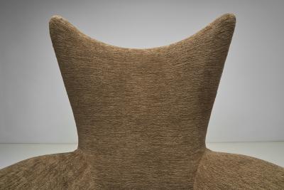 Italian Mid Century Modern Peaked Wingback Armchair Italy ca 1950s