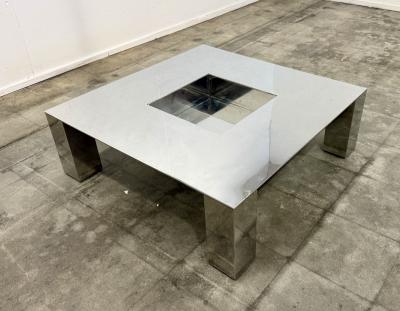 Italian Mid Century Modern Polished Steel Coffee Table 1970s