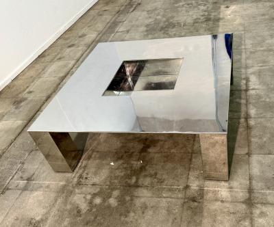 Italian Mid Century Modern Polished Steel Coffee Table 1970s