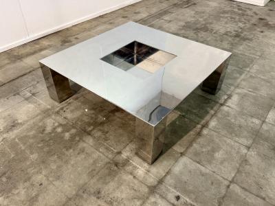 Italian Mid Century Modern Polished Steel Coffee Table 1970s
