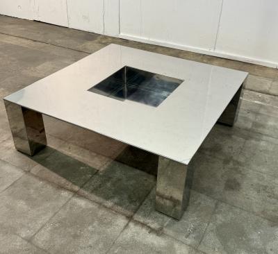 Italian Mid Century Modern Polished Steel Coffee Table 1970s