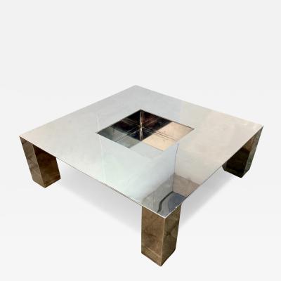 Italian Mid Century Modern Polished Steel Coffee Table 1970s