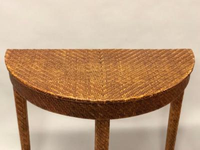 Italian Mid Century Modern Rattan and Wicker Console or Sofa Table