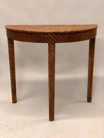Italian Mid Century Modern Rattan and Wicker Console or Sofa Table