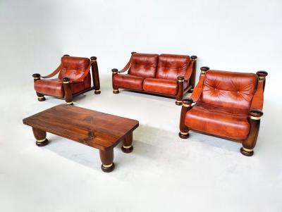 Italian Mid Century Modern Seating Set in Cognac Leather