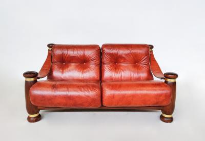 Italian Mid Century Modern Seating Set in Cognac Leather