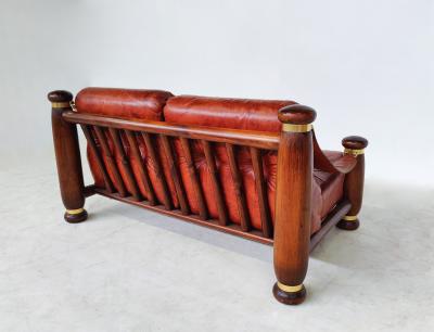 Italian Mid Century Modern Seating Set in Cognac Leather
