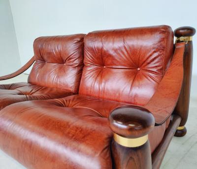 Italian Mid Century Modern Seating Set in Cognac Leather